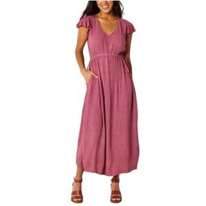 FRYE AND CO. $120 Short‎ Sleeve Midi A-line Dress Mulberry Wine Small